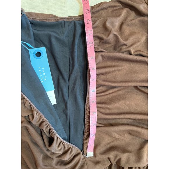 Tanya Taylor Marla Ruched Maxi Fit and Flare Dress Off Shoulder Mocha Brown 18 - Picture 15 of 16